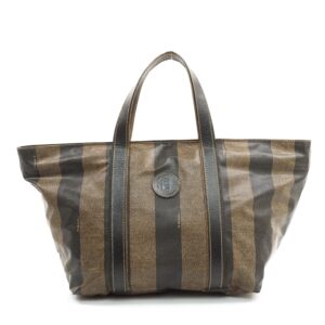 Fendi Pequin Hand Bag Vinyl Brown