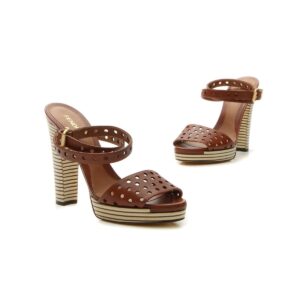 Perforated Platform Sandals - Tan Size 40