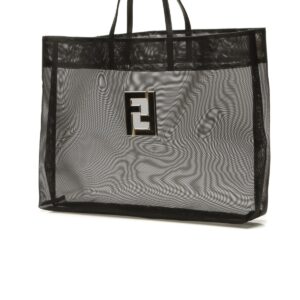Mesh Logo Tote Bag - Black