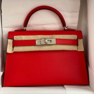 Hermes Rouge De Couer Epsom Sellier Kelly 20cm Palladium Hardware