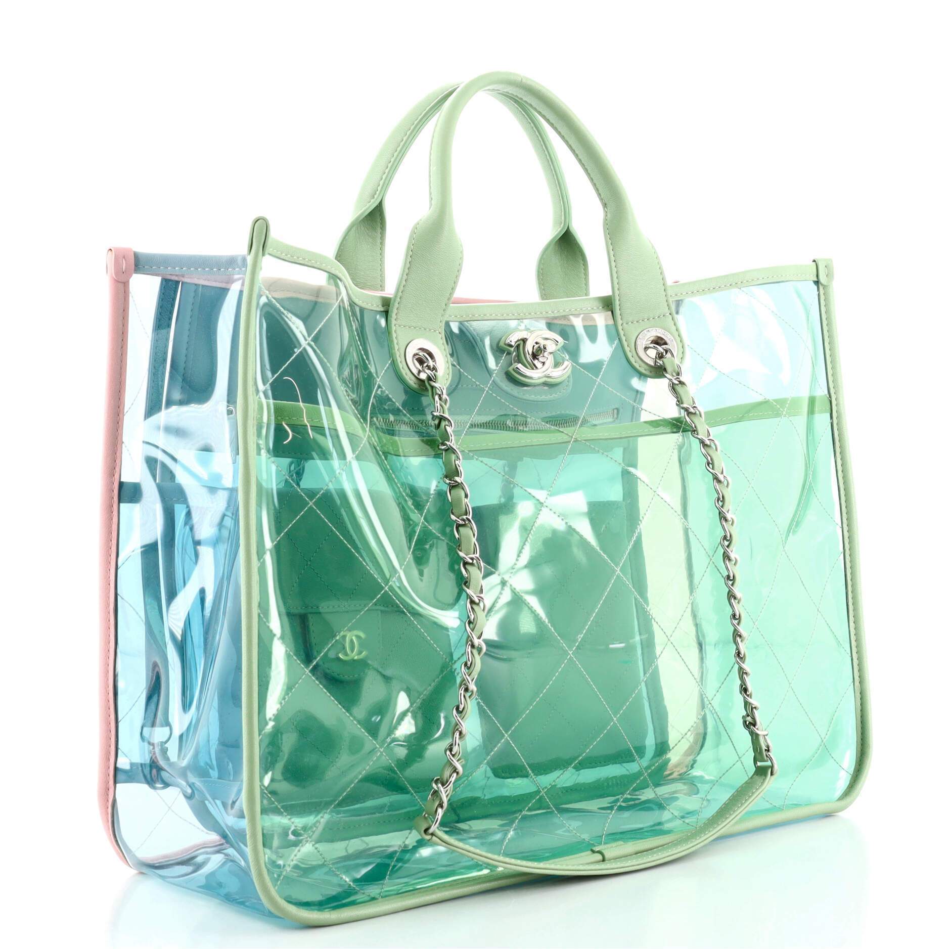 Coco Splash Shopping Tote Quilted PVC With Lambskin Medium - Image 3