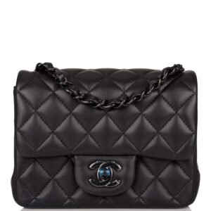 Chanel SO Black Quilted Lambskin Square Mini Classic Flap Bag Black Hardware