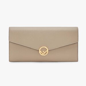 CONTINENTAL WITH CHAIN Beige Leather Wallet