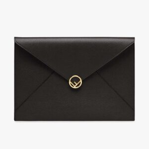 FLAT POUCH LARGE Black Leather Ppouch