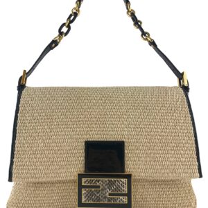 Fendi Big Mama Straw Flap Bag