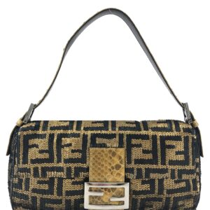 Fendi FF Sequin Snakeskin Baguette Shoulder Bag