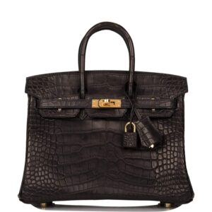 Hermes Black Matte Alligator Birkin 25cm Gold Hardware