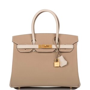 Hermes Birkin 30cm Bi-Color Trench and Craie Epsom Gold Hardware