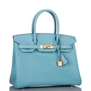 Hermes Birkin 30 Bleu Atoll Epsom Gold Hardware