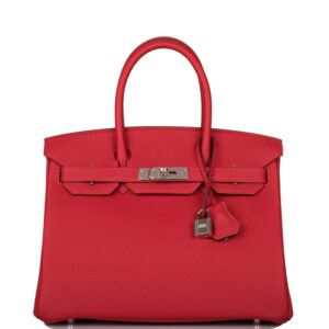 Hermes Rouge Casaque Verso Togo Birkin 30cm Palladium Hardware