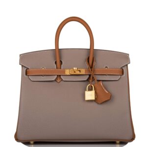 Hermes Birkin 25 Gris Asphalte and Gold Togo Brushed Gold Hardware