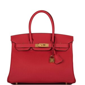 Hermes Birkin 30 Rouge Casaque Togo Gold Hardware