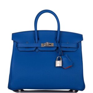 Hermes Birkin 25 Bleu Royal Verso Togo Palladium Hardware