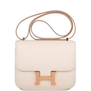 Hermes Craie Epsom Mini Constance 18cm Rose Gold Hardware
