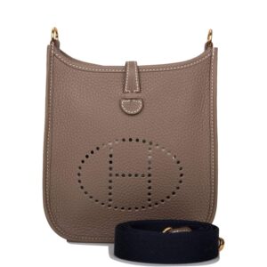 Hermes Etoupe Clemence Evelyne TPM Bag Gold Hardware