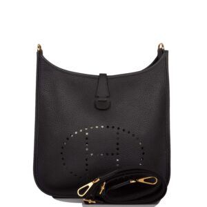 Hermes Evelyne III PM Black Clemence Gold Hardware