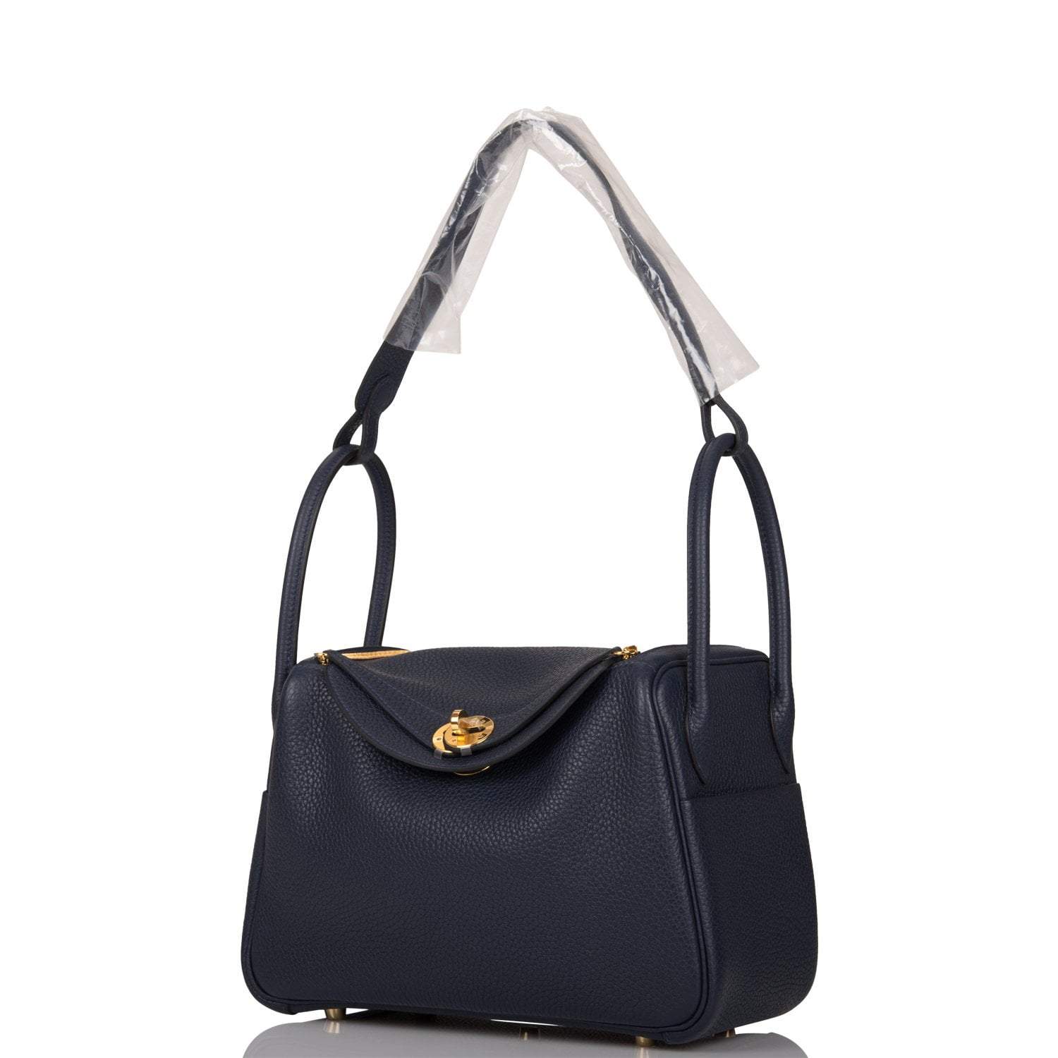 Hermes Bleu Nuit Clemence Lindy 26cm Gold Hardware - Image 5