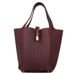 Hermes Bordeaux Maurice Picotin Lock 22cm Gold Hardware