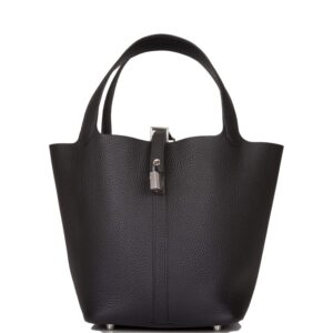 Hermes Black Clemence Picotin Lock 22cm Palladium Hardware