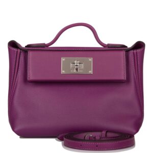 Hermes Anemone Evercolor and Swift Mini 24/24 Bag Palladium Hardware