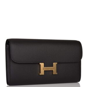 Hermes Black Epsom Constance Wallet To Go Gold Hardware