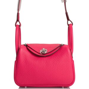 Hermes Rose Extreme Clemence Mini Lindy Palladium Hardware