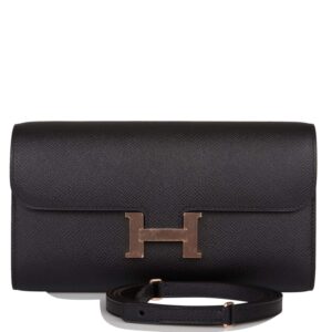 Hermes Black Epsom Constance Wallet To Go Rose Gold Hardware