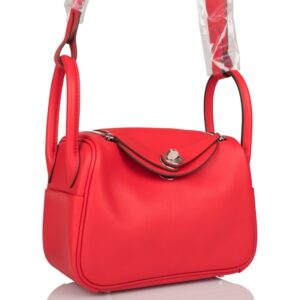 Hermes Rouge de Coeur Swift Mini Lindy Palladium Hardware