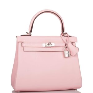 Hermes Rose Sakura Swift Retourne Kelly 25cm Palladium Hardware