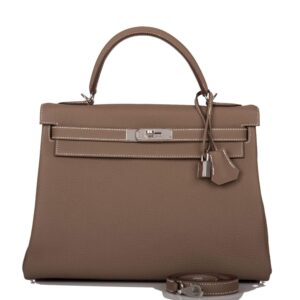 Hermes Kelly Retourne 32 Etoupe Togo Palladium Hardware