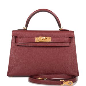 Hermes Rouge H Chevre Sellier Kelly 20cm Gold Hardware