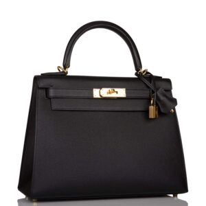 Hermes Black Epsom Sellier Kelly 28cm Gold Hardware