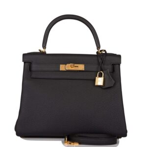 Hermes Black Togo Retourne Kelly 28cm Gold Hardware