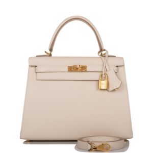 Hermes Kelly Sellier 25cm Craie Epsom Gold Hardware