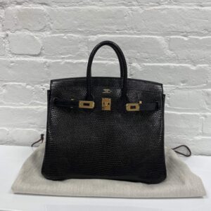 Hermes Birkin 25cm Black Lizard GHW
