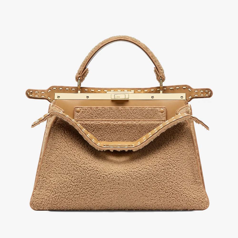PEEKABOO ISEEU LARGE Beige Sheepskin Bag - Image 4