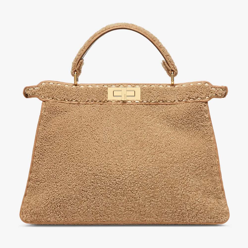 PEEKABOO ISEEU LARGE Beige Sheepskin Bag - Image 8