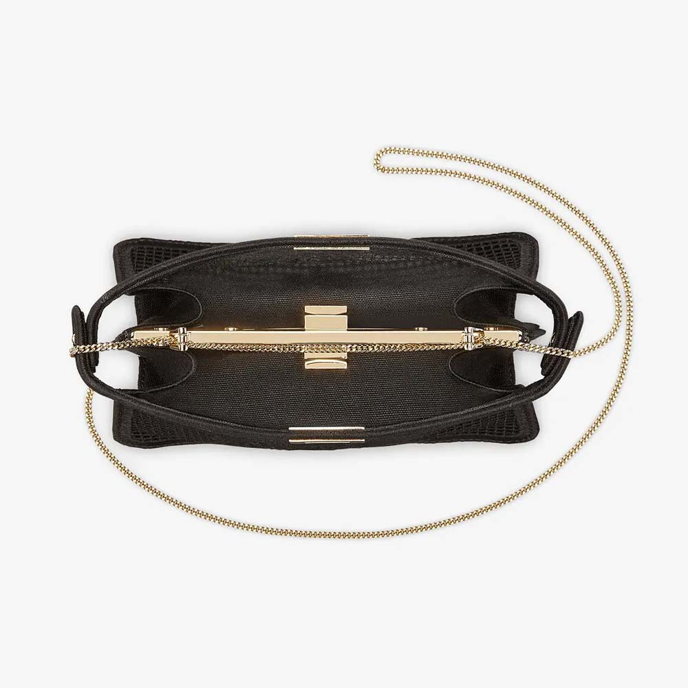 PEEKABOO ISEEU POCHETTE Black Canvas Bag With Embroidery - Image 3