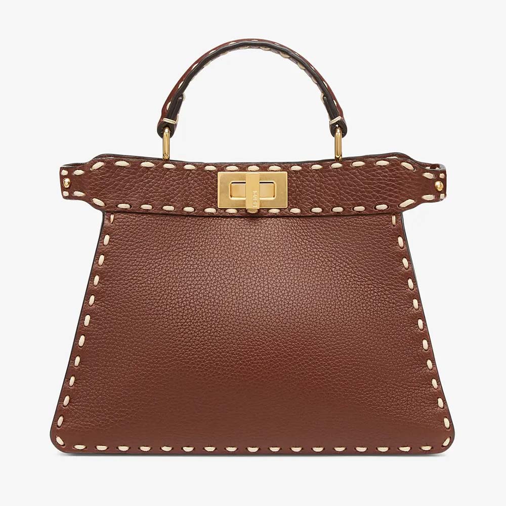 PEEKABOO ISEEU SMALL Brown Full Grain Leather Bag