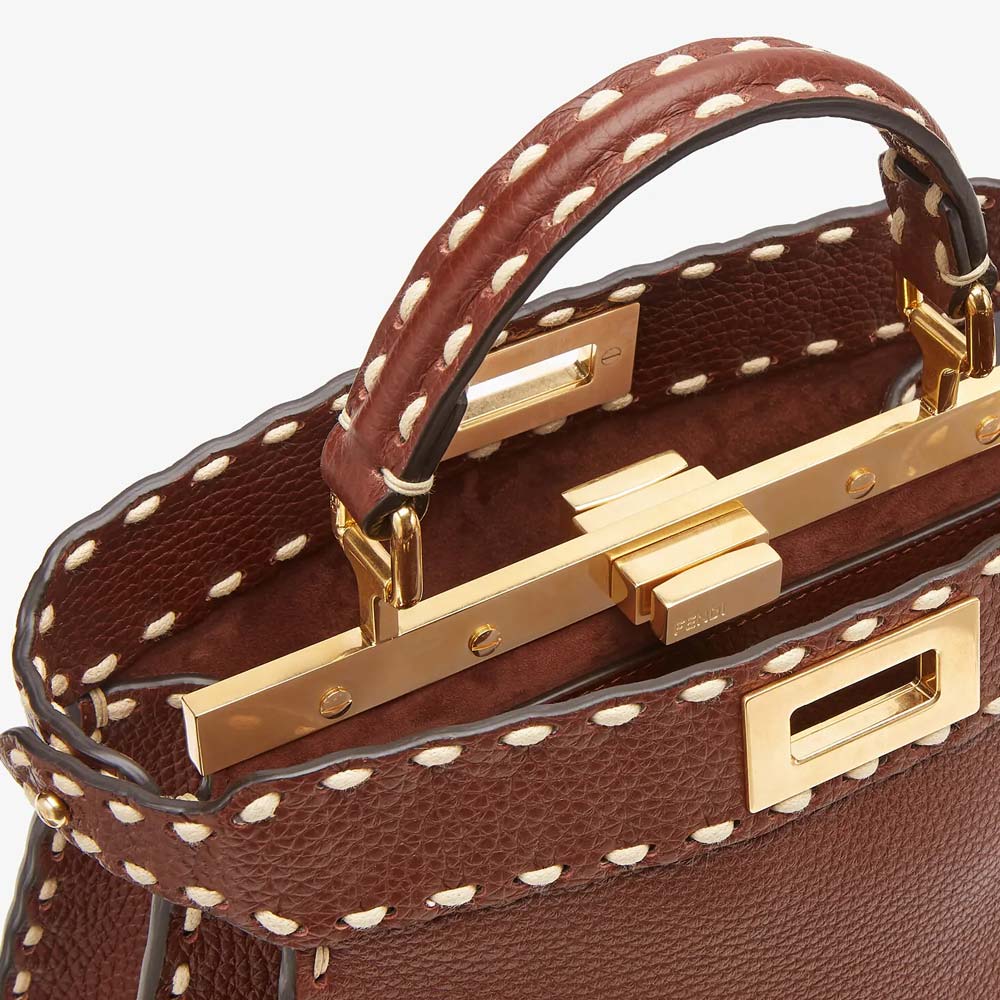 PEEKABOO ISEEU SMALL Brown Full Grain Leather Bag - Image 3