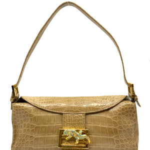 Fendi Crocodile Gecko FF Baguette Shoulder Bag
