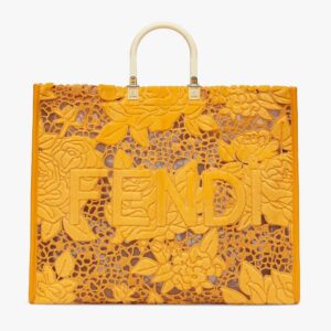 SUNSHINE SHOPPER Orange Embroidered Mink Shopper