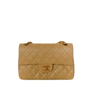 Chanel Vintage Coco Model Beige 9" Small Classic Flap Bag AWL1439 - Cap N Wrap