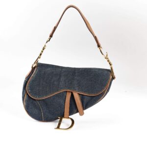 Christian Dior Blue Denim Saddle Bag GHW - Cap N Wrap