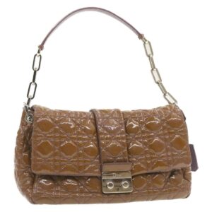 CHRISTIAN DIOR Canage Shoulder Bag Patent Leather Brown Auth rd1612 - Cap N Wrap